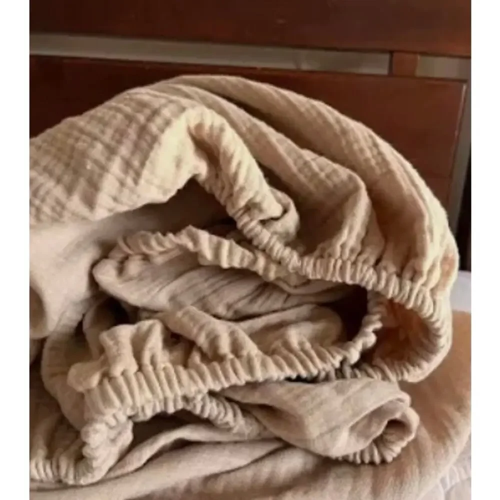 Quince Orgainc Cotton Airty Fitted Crib Sheet Gauze Dune NWOT #2